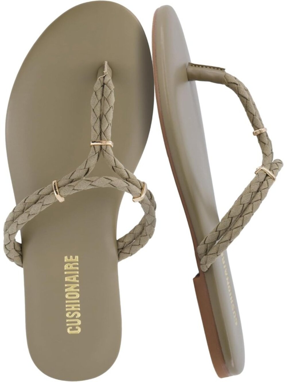 Women's Sage Flip Flops Comfortable Beach Sandals with Braided Thong Strap